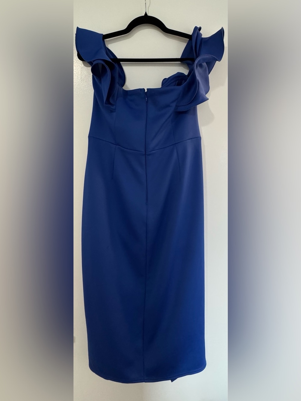 Lipsy London Indigo Blue Ruffle Midi Dress Size US 12 - Wedding Guest - Picture 3 of 6